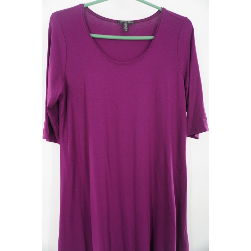 Eileen FisherPlum Magenta Fine Stretch Jersey Tunic Top Minimalist Sz M NWOT
